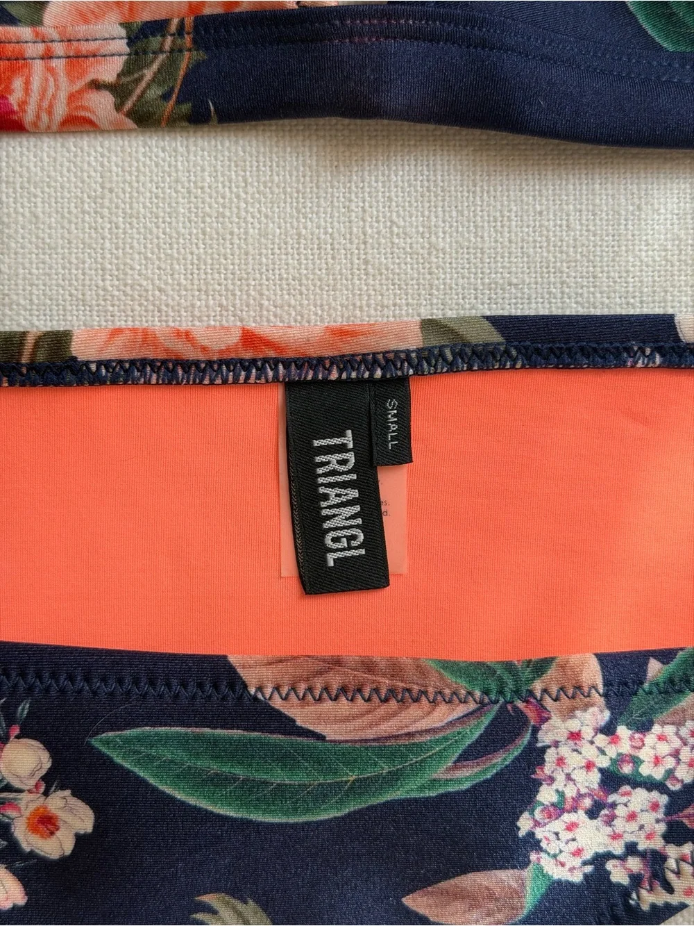 Triangl Swim Floral Navy and Coral Bikini Set